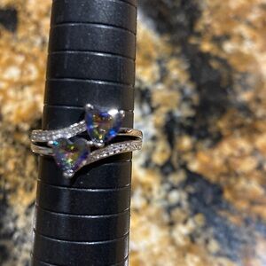 Sterling Silver Heart Ring with Multicolor Stones 6.5 stamped 925 synth zircon
